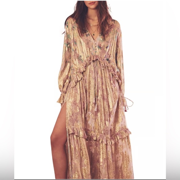 Hemant & Nandita Sahar Khaftan Pastel Metallic Dress